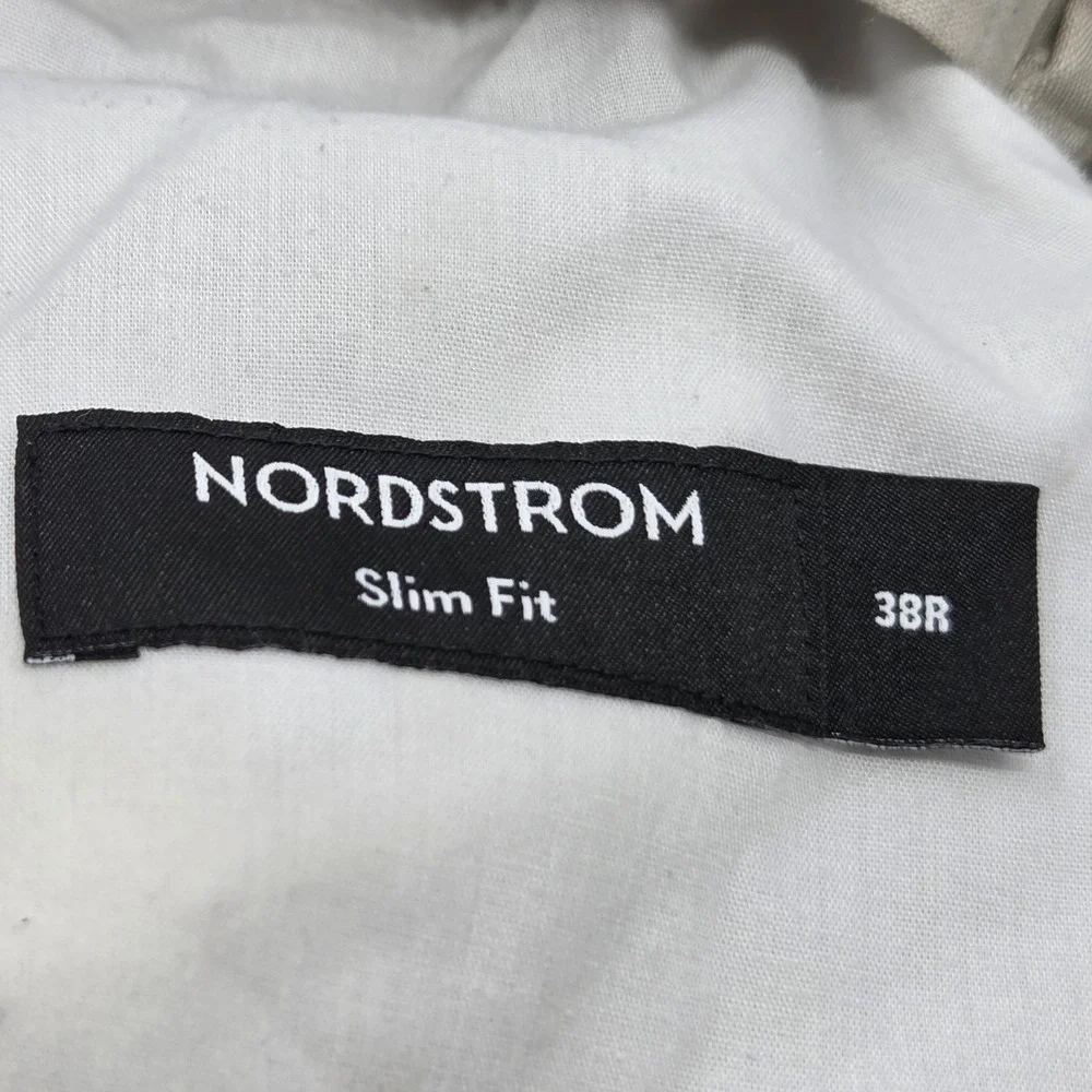 Nordstrom Linen Blend Men Pants Beige (38Rx29) Slim Lightweight Drawstring EUC